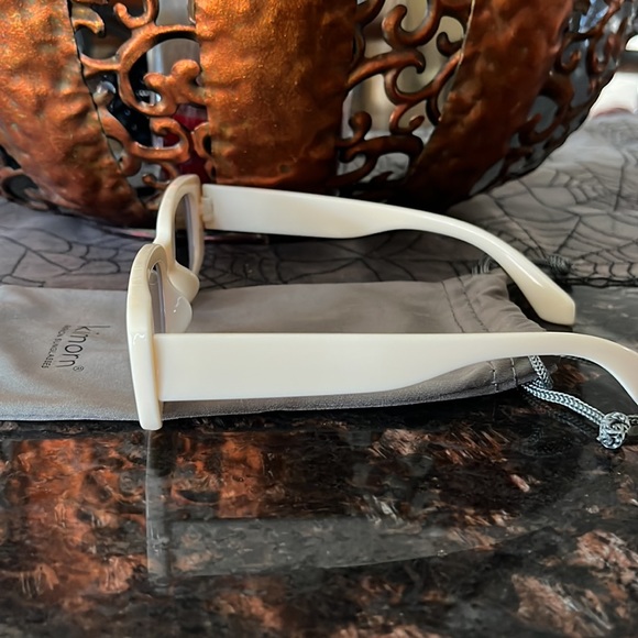 Kimorn Cream Colored Rectangular Fashion Sunglasses With Cloth Case - Picture 6 of 13